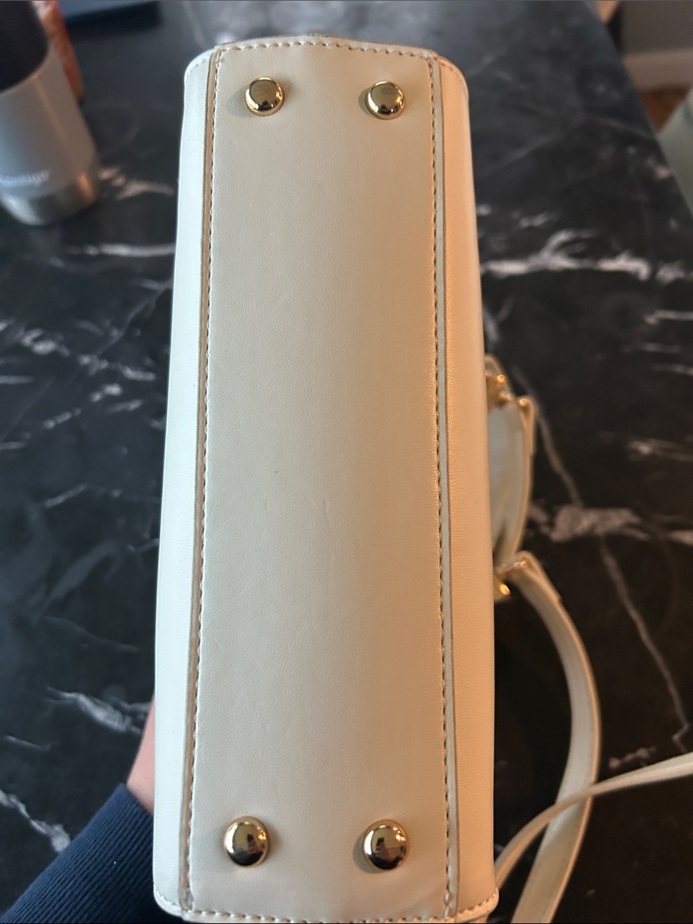 Anne Klein White Leather Crossbody Top-Handle Bag - Picture 6 of 7